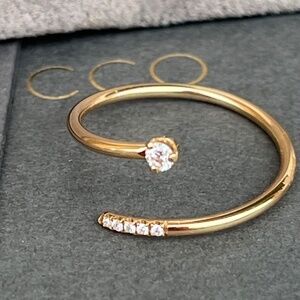 Zoë Chicco 14K Yellow Gold Prong & Pave Diamond Bypass Ring Sz. 8